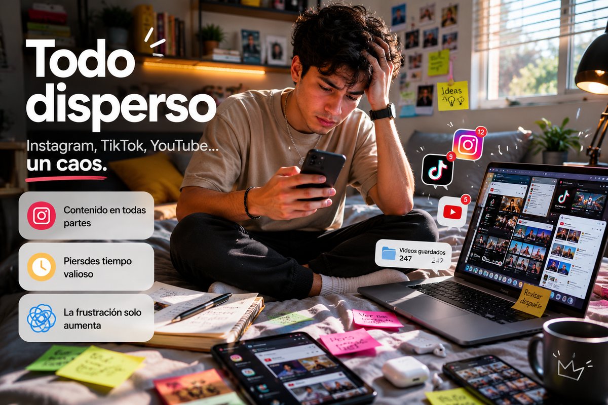 Todo disperso — Instagram, TikTok, YouTube… un caos.